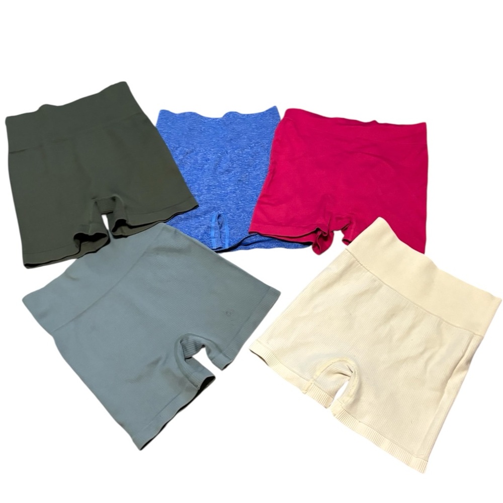 5 pieces. Women’s Ribbed High-Waist Bike Shorts - Multiple Colors